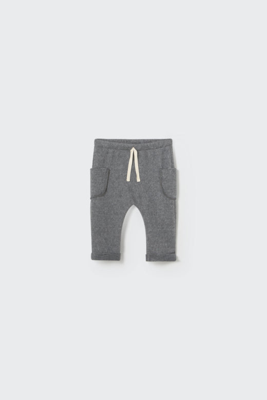 Bamboo Blend Baby Pants with Drawstring and Pockets in Grey
