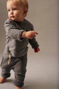 Bamboo Blend Baby Sweater with Front Pocket in Grey