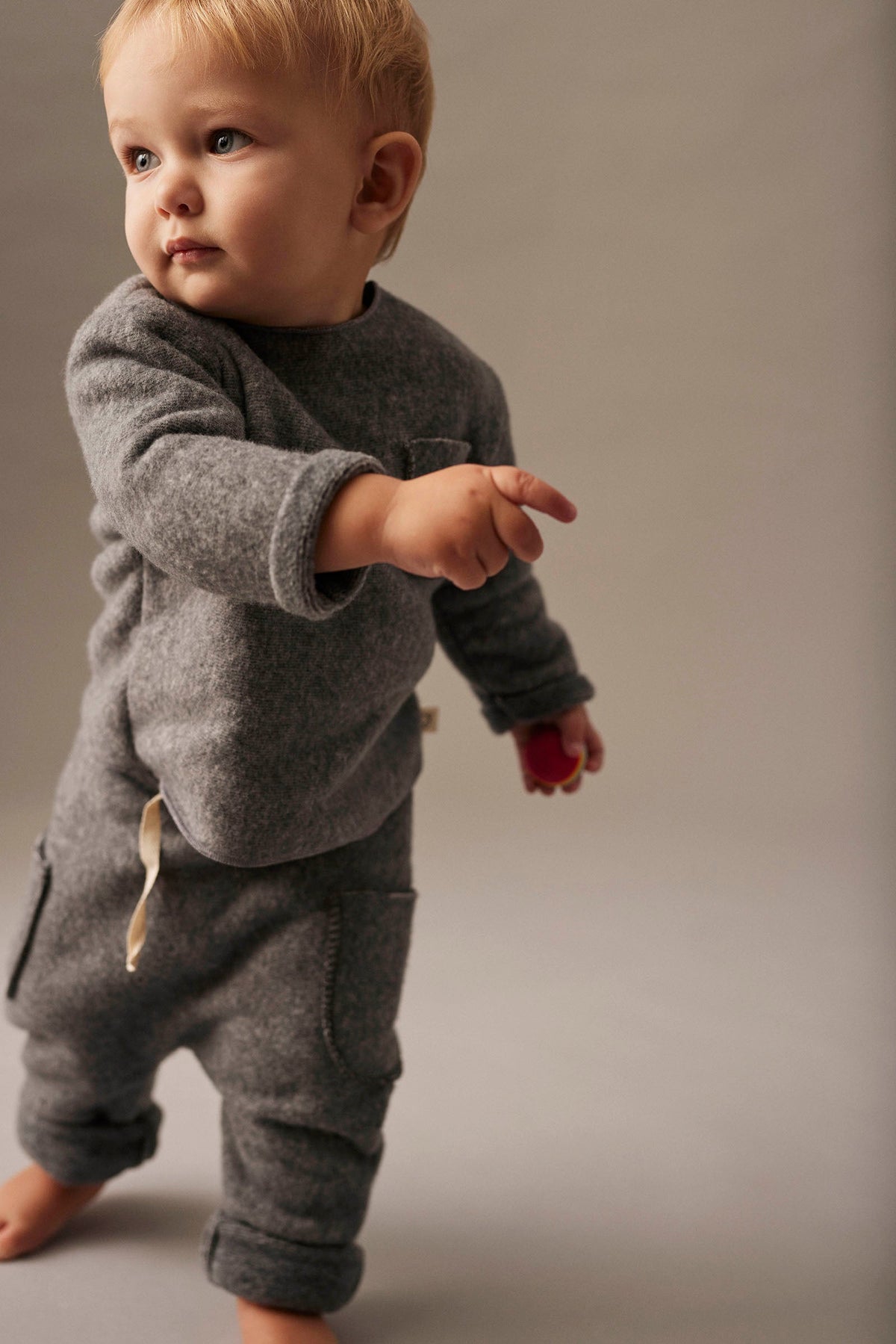 Bamboo Blend Baby Pants with Drawstring and Pockets in Grey