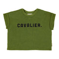 Camiseta de algodón de rizo orgánico con estampado de Cavalier en verde oscuro