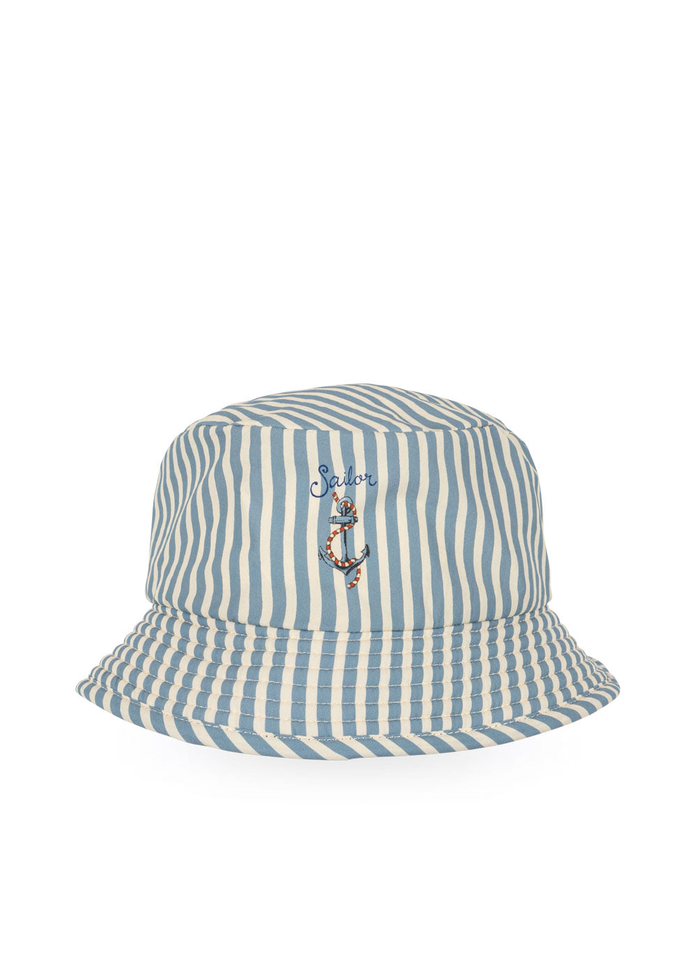 Bucket hat met brede, elastische rand in matrozenstreep