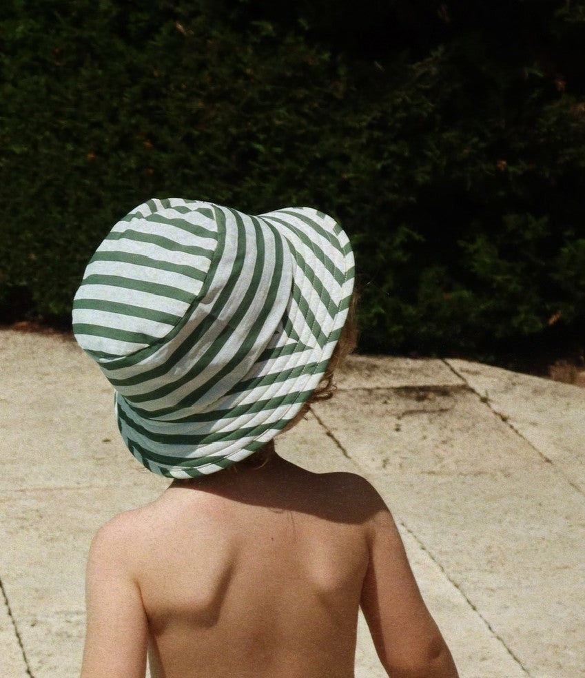 Kids UPF 40 Plus Bucket Hat in Stripe Vert