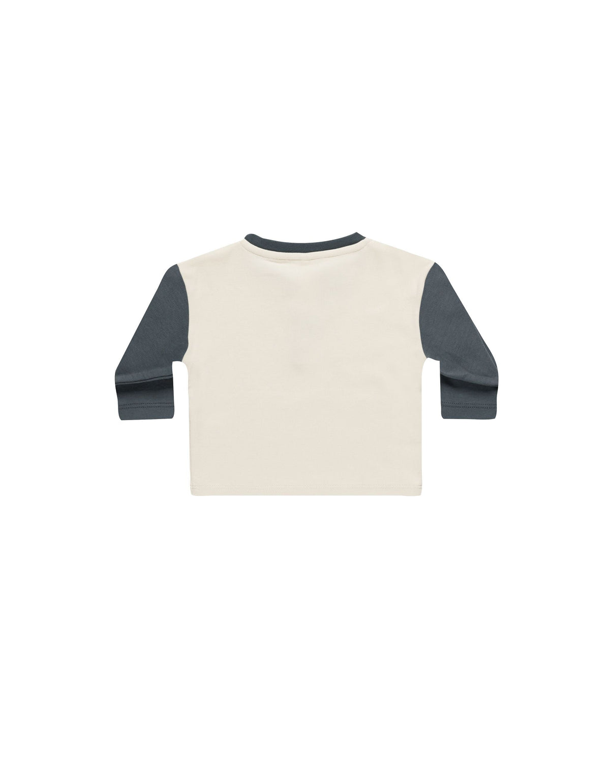 Organic Cotton Long Sleeve Henley Tee with Coconut Buttons in Indigo Natural