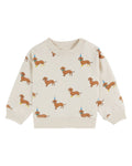 Organic Cotton Fleece Sweatshirt with Dachshund Print in Ecru