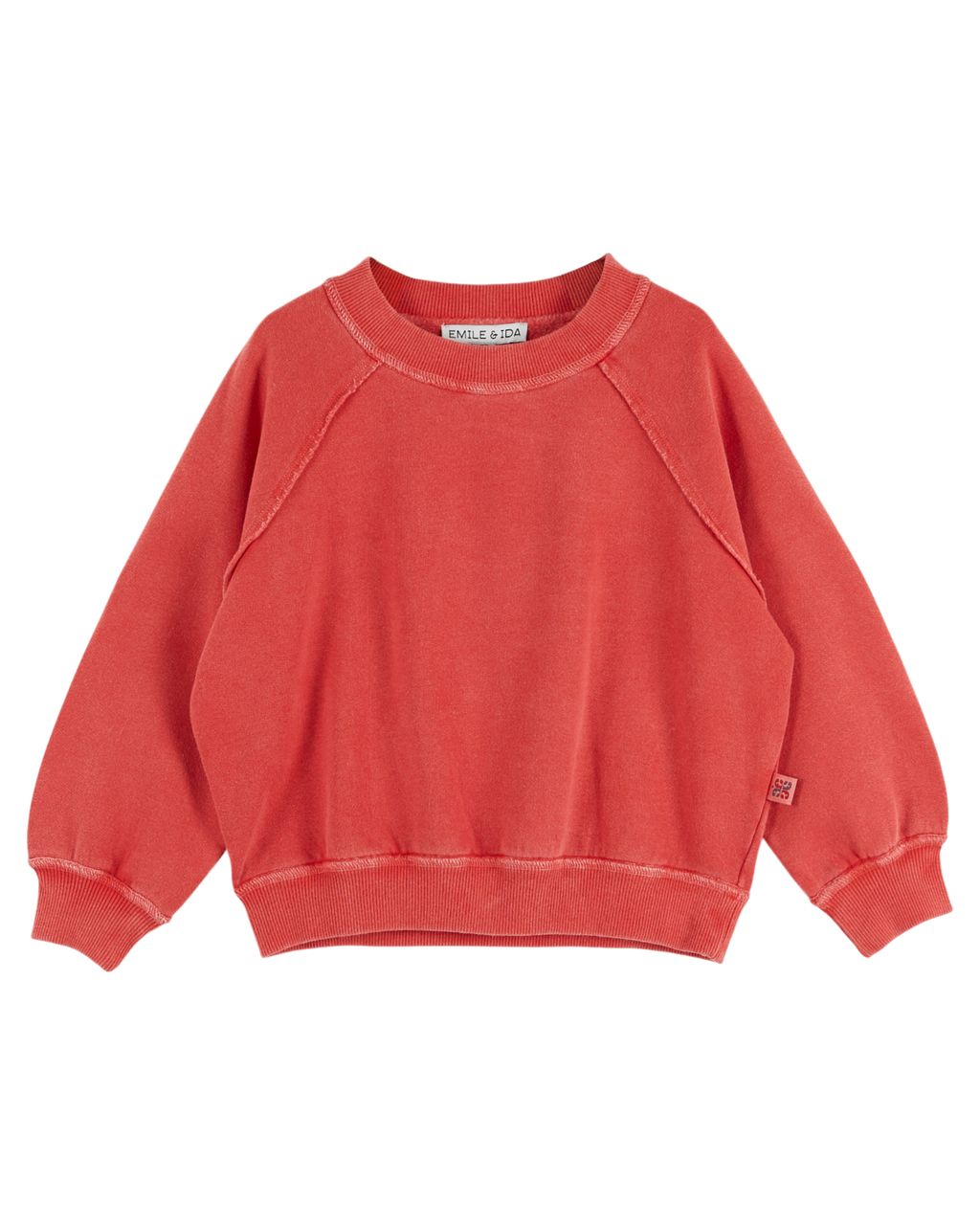 Sudadera de felpa de algodón orgánico teñida con pigmentos en rojo Grotte
