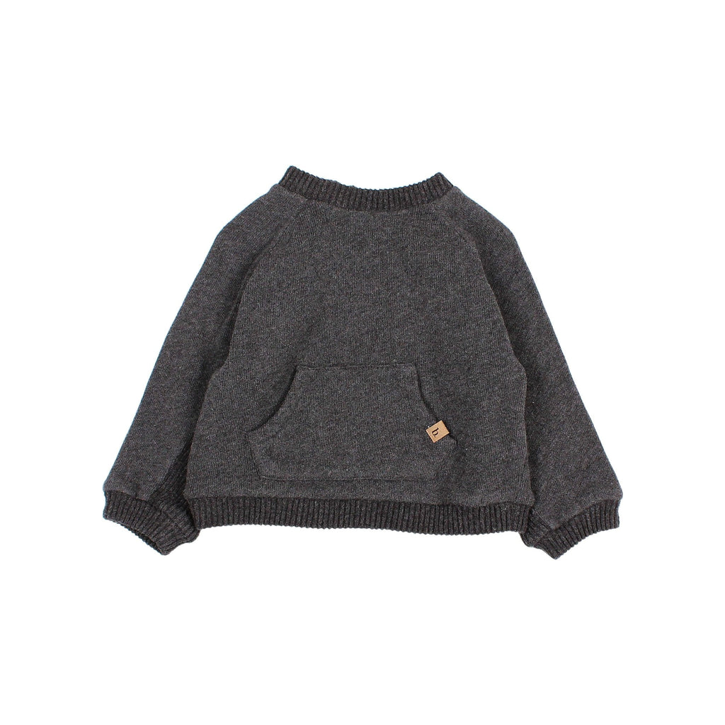 Soft Cotton Sweatshirt with Kangaroo Pocket in Anthracite