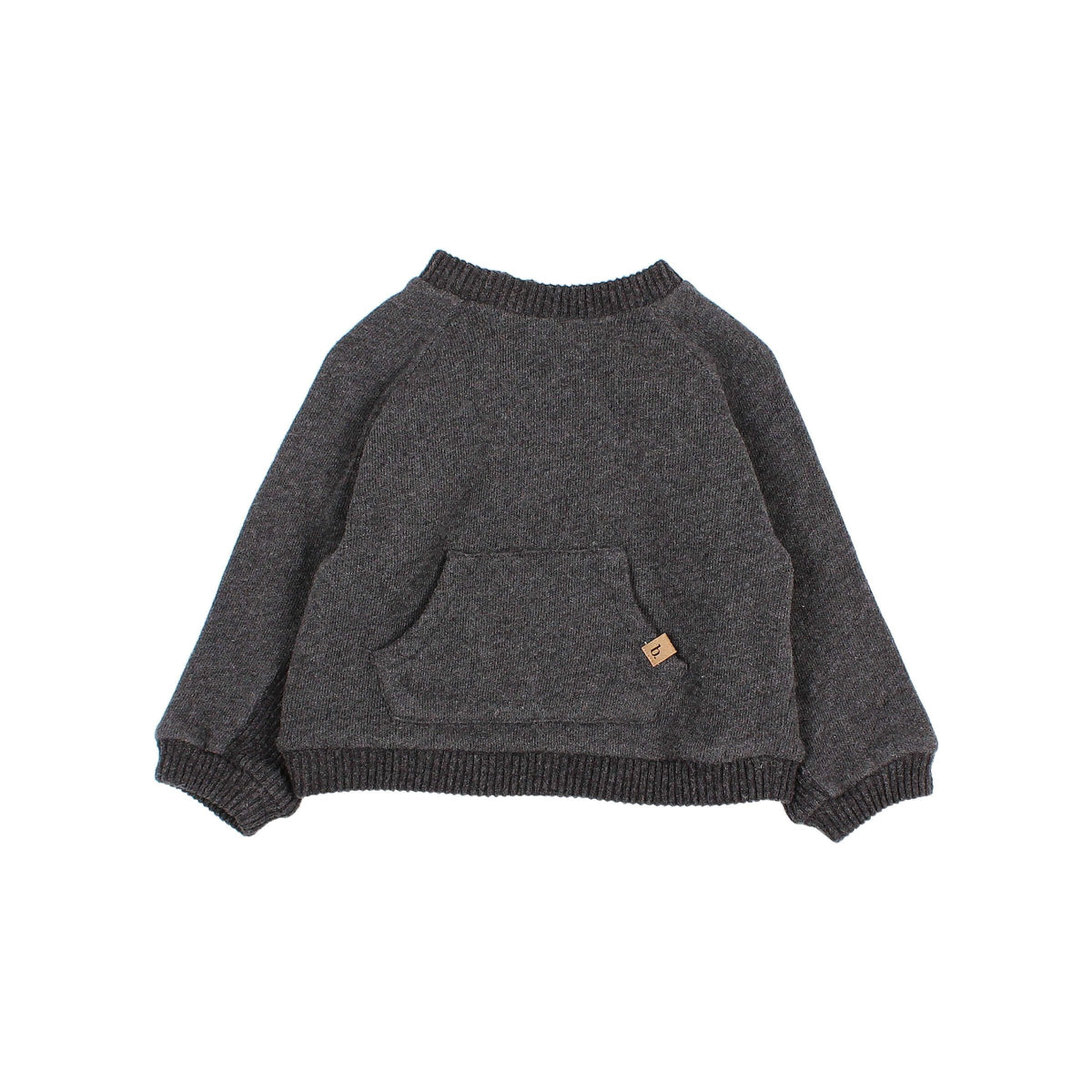 Soft Cotton Sweatshirt with Kangaroo Pocket in Anthracite